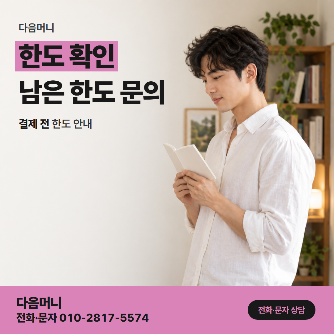 다음머니 용인카드깡 새로 받은 카드의 첫 남은 한도