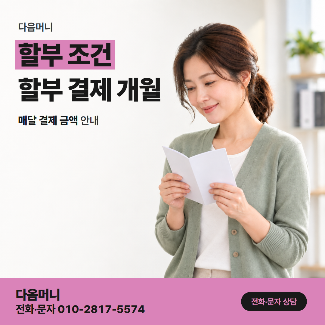 다음머니 용인카드깡 새 카드에서 처음 보는 할부 개월